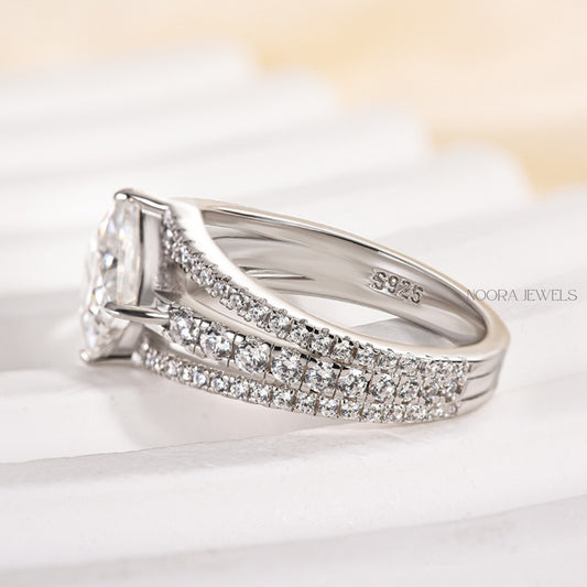 Princess Cut Moissanite Split Shank Engagement Ring