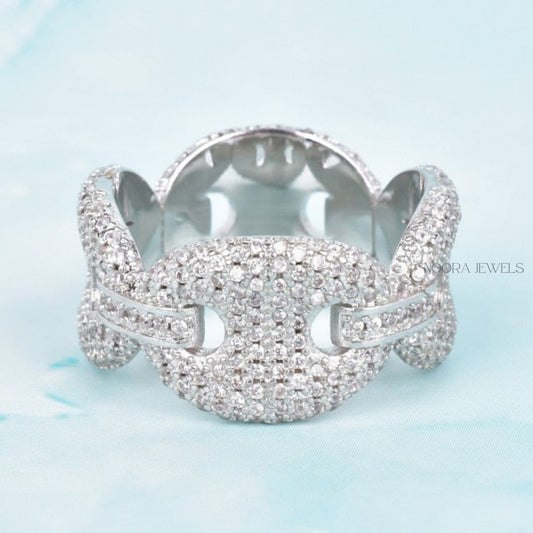 Colorful Pave Diamond Link Rings