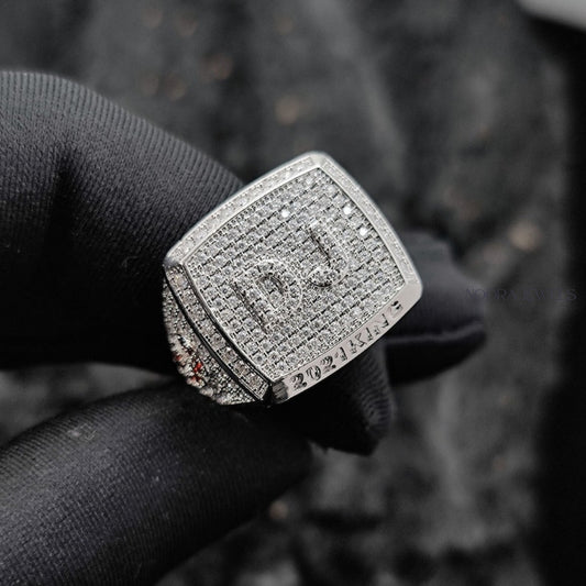 Custom Pave Diamond Signet Ring with Personal Engraving