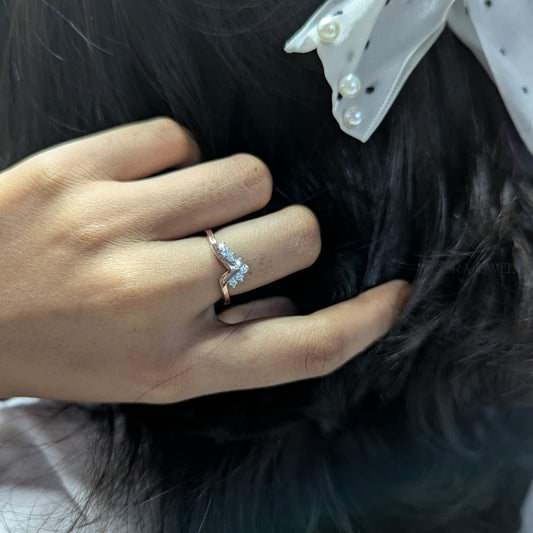 Modern Rose Gold Diamond Wave Ring