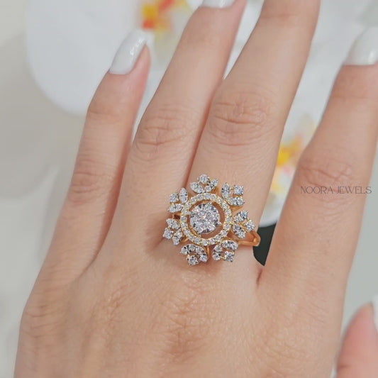 Radiant Floral Bloom Diamond Ring in 18K Gold