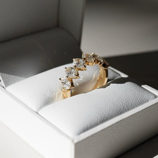 Marquise-Cut Diamond Band in 18k Gold