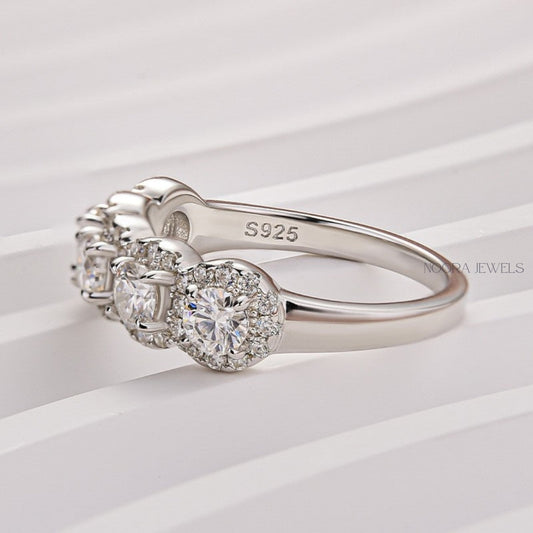 Round Diamond Halo Anniversary Band