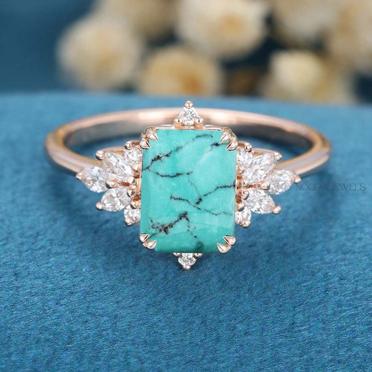 Turquoise Statement Ring with Marquise & Pear-Cut Accents