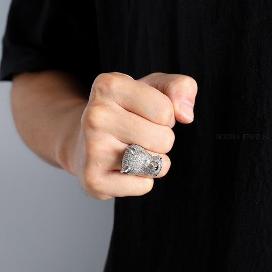 Iced Out Rhinoceros Head Ring