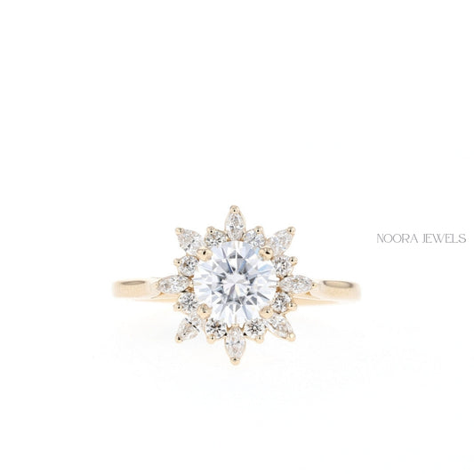Radiant Blossom Moissanite Halo Ring