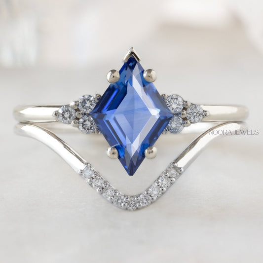 Vintage Princess-Cut Blue Sapphire & Diamond Crown Ring
