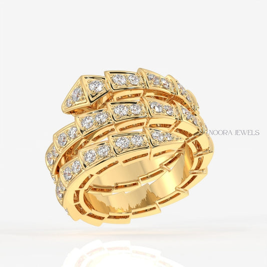 Triple Wrap Snake-Inspired Moissanite Ring
