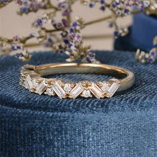 Gold Baguette & Round Cut Diamond Eternity Ring