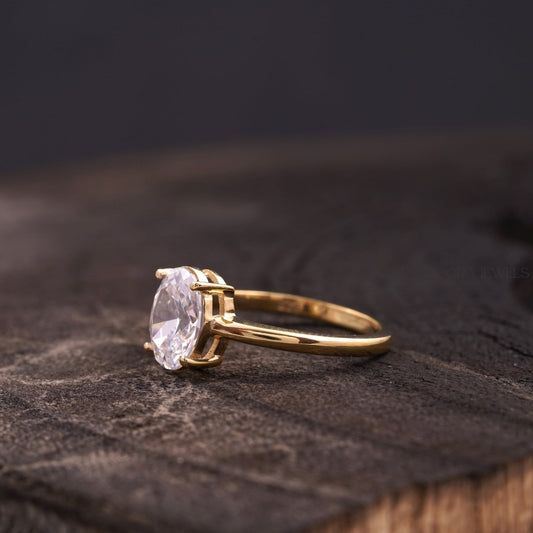 Oval Cut Moissanite Solitaire Engagement Ring