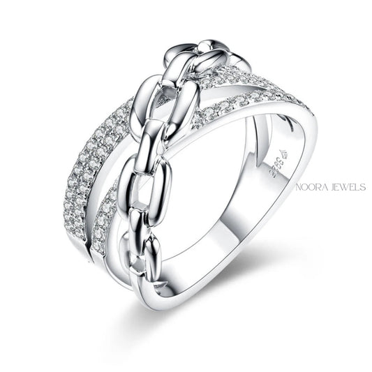 Elegant Diamond-Link Ring