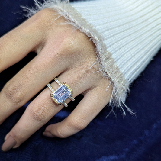 Emerald-Cut Diamond Halo Ring