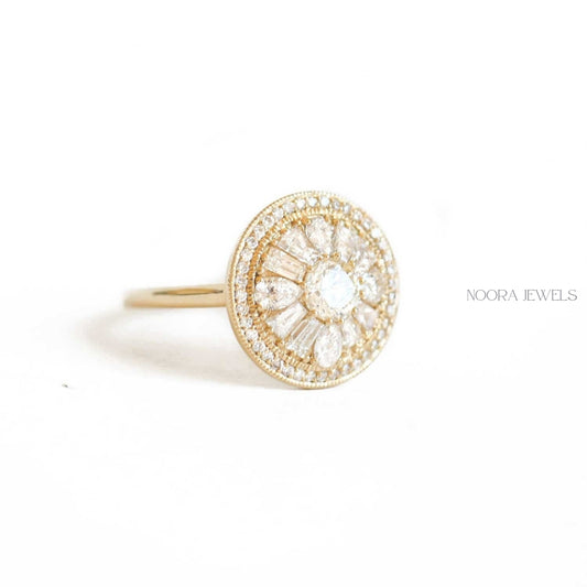 Radiant Round Halo Moissanite Cocktail Ring